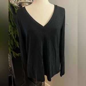 WHBM sparkle knit top v-neck long sleeve 
NWT